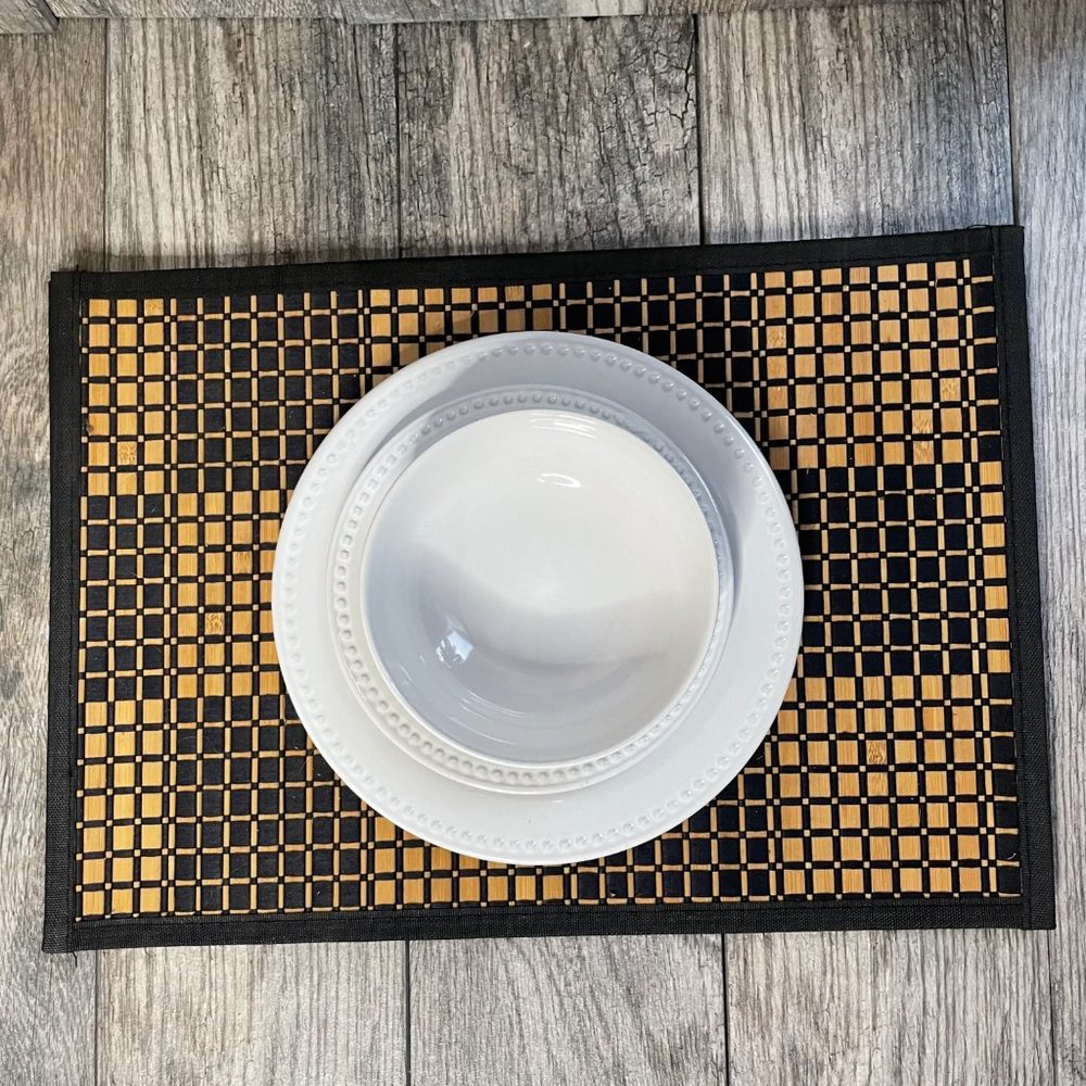 Set of 4 Bamboo Placemats for Dining Mats Kitchen Washable Heat Resistant